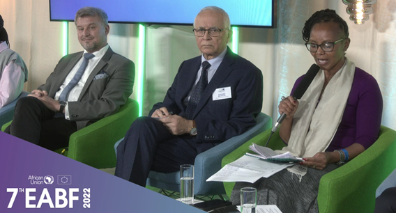 A close up of three panellist at the EABF EU-Africa Business Forum 2022
